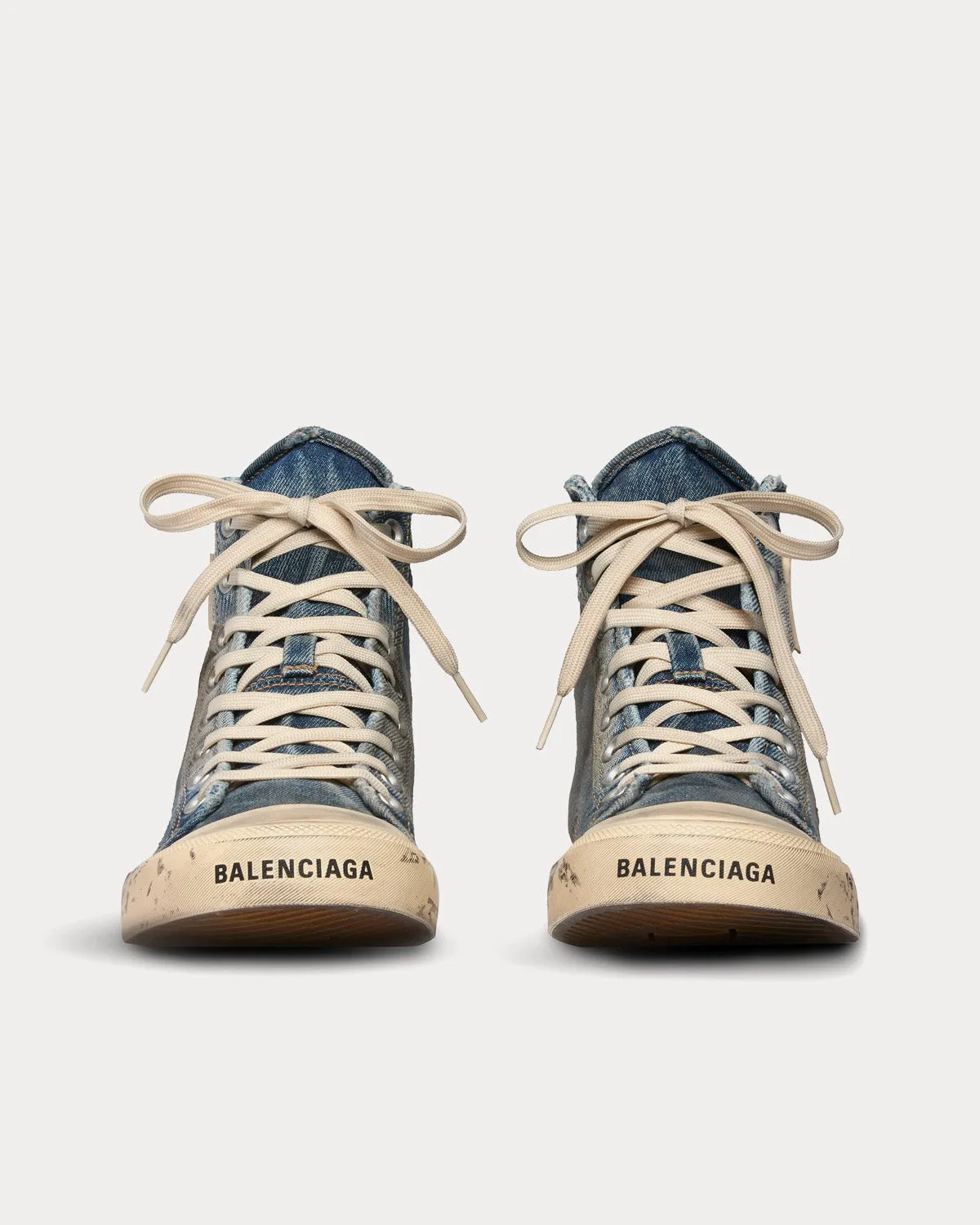 Paris Destroyed Denim & Rubber Blue High Top Sneakers
