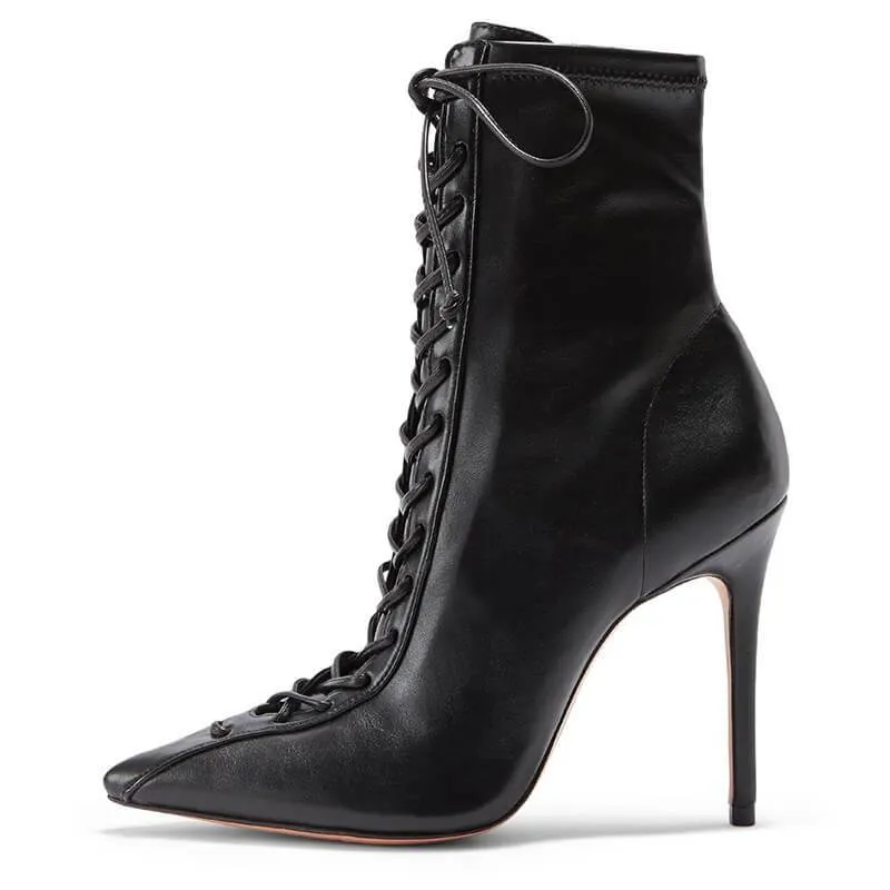 Party PU Point Toe Strap High Heel Ankle Boots