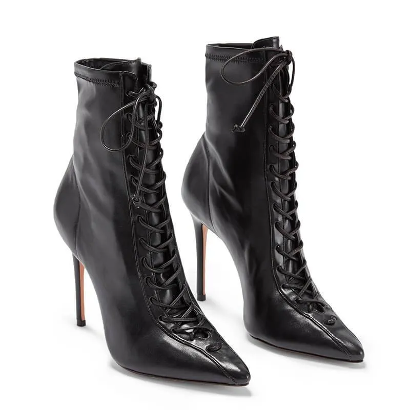 Party PU Point Toe Strap High Heel Ankle Boots