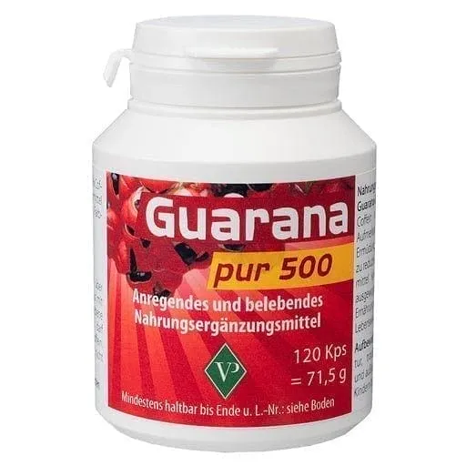 PURE GUARANA extract 500 capsules, caffeine