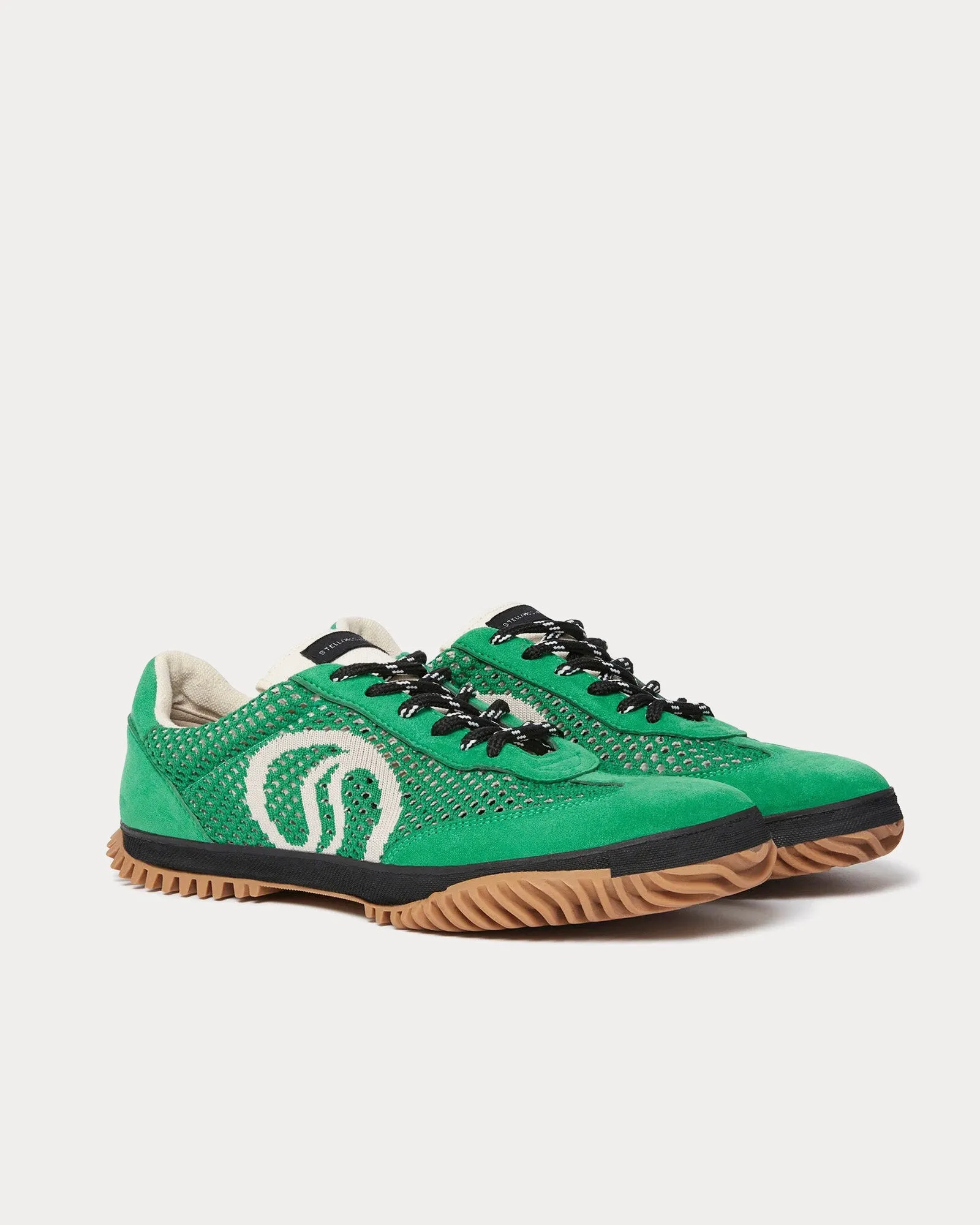 S-Wave Sport Mesh Panelled Fern Green Low Top Sneakers