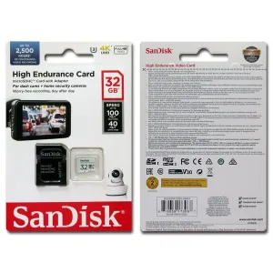 Sandisk High Endurance - Flash Memory Card (Microsdhc To Sd Adapter Included) - 32 Gb - Video Class V30 / Uhs-I U3 / Cla