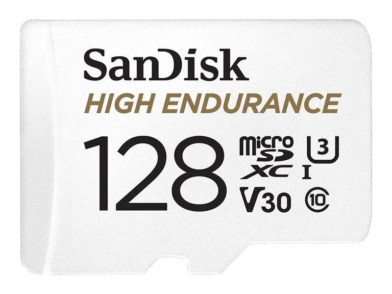 Sandisk High Endurance - Flash Memory Card (Microsdxc To Sd Adapter Included) - 128 Gb - Video Class V30 / Uhs-I U3 / Cl