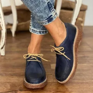 Sohiwoo  Women Men Casual Bullock Thick Soled Ladies Leather Shoes