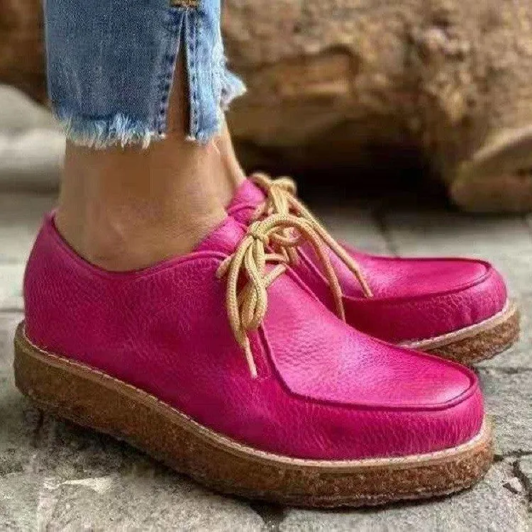 Sohiwoo  Women Men Casual Bullock Thick Soled Ladies Leather Shoes