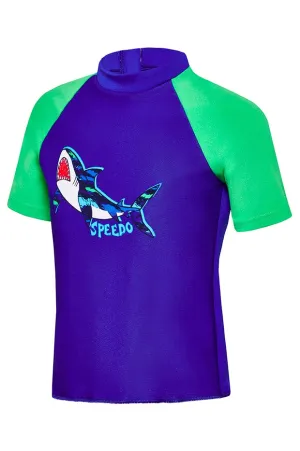 Speedo Junior Boys Camo Shark Ss Suntop - Camo Shark