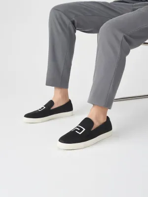 Spring new style black horsehair embroidered men's casual sneakers European and American style white thick-soled slip-on sneakers