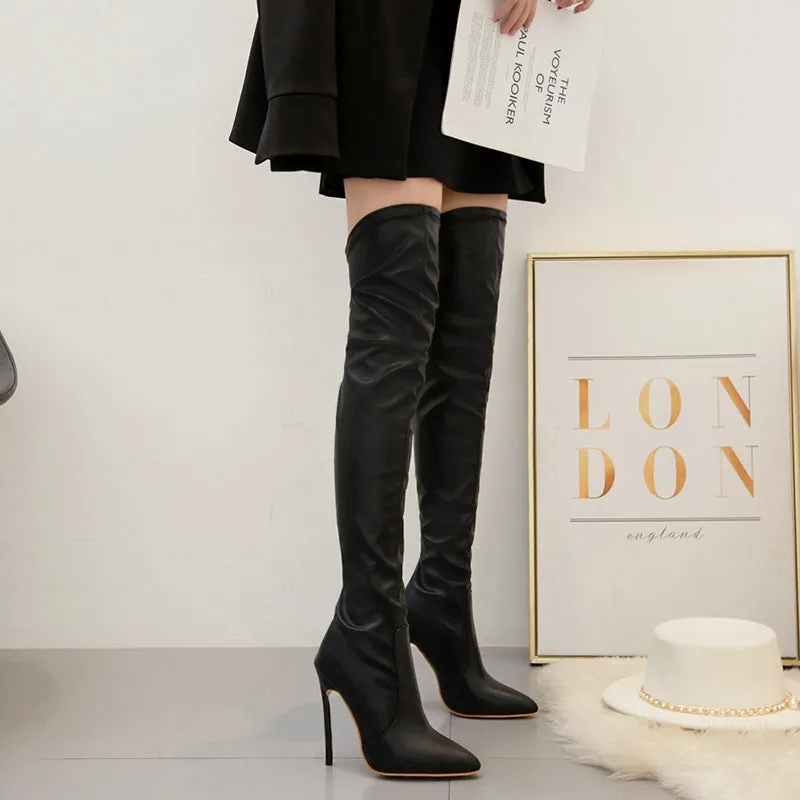 Thin Heel High-Heeled Knee High Women's Boots