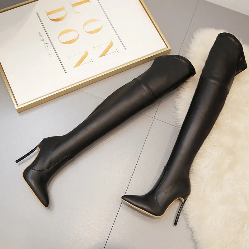 Thin Heel High-Heeled Knee High Women's Boots