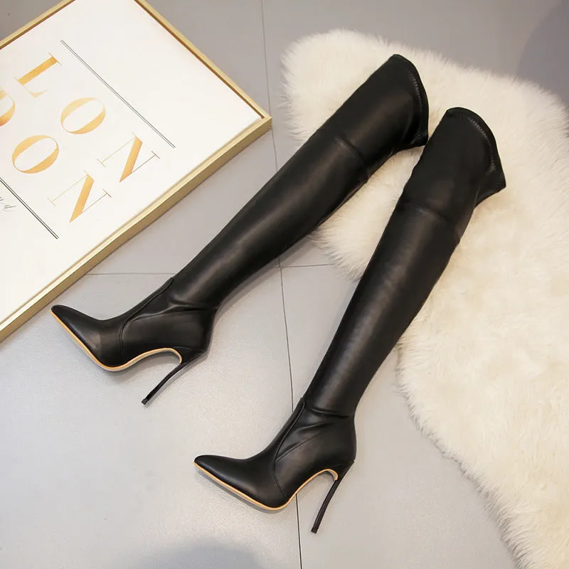 Thin Heel High-Heeled Knee High Women's Boots