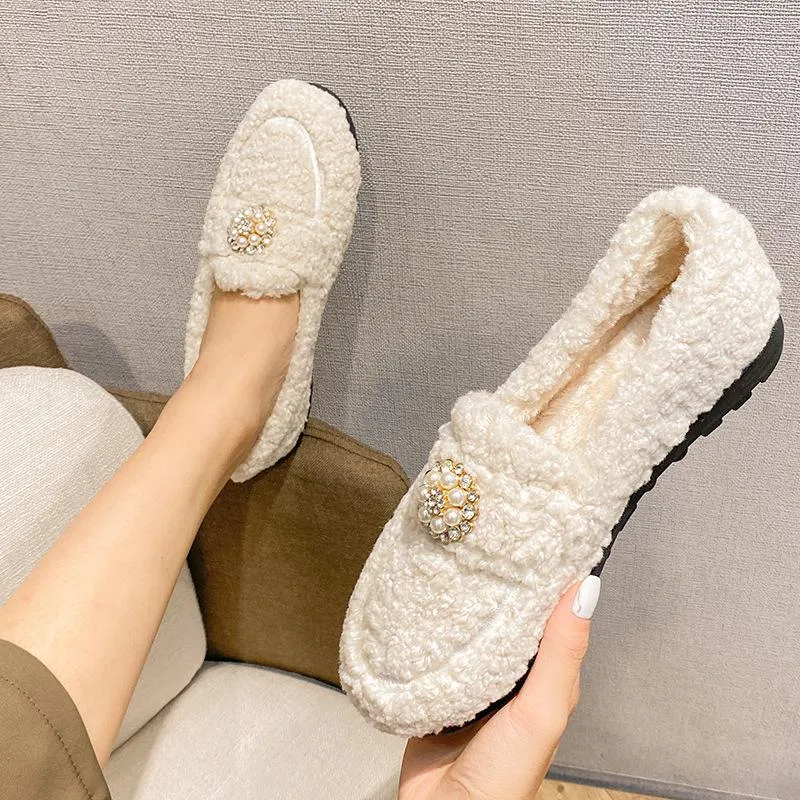 vanccy Furry Flats Loafers Fu63