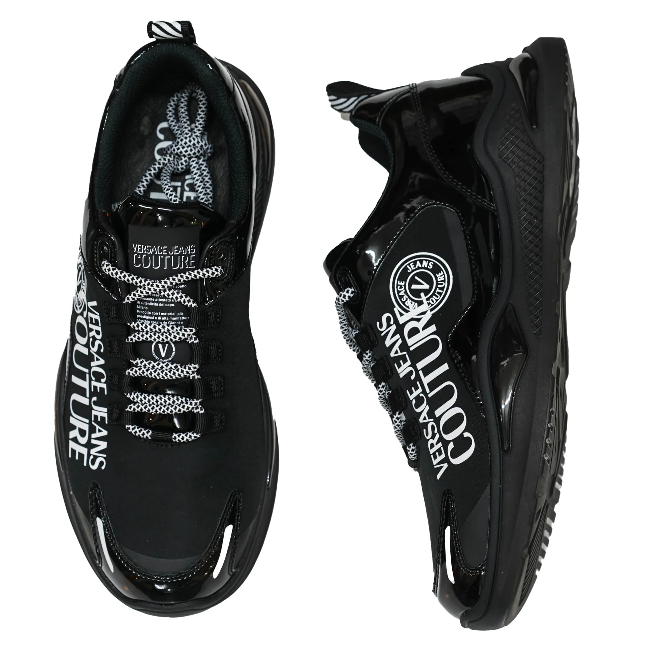 Versace Jeans Men's Black Patent Sneaker 74YA3SS1 30% OFF