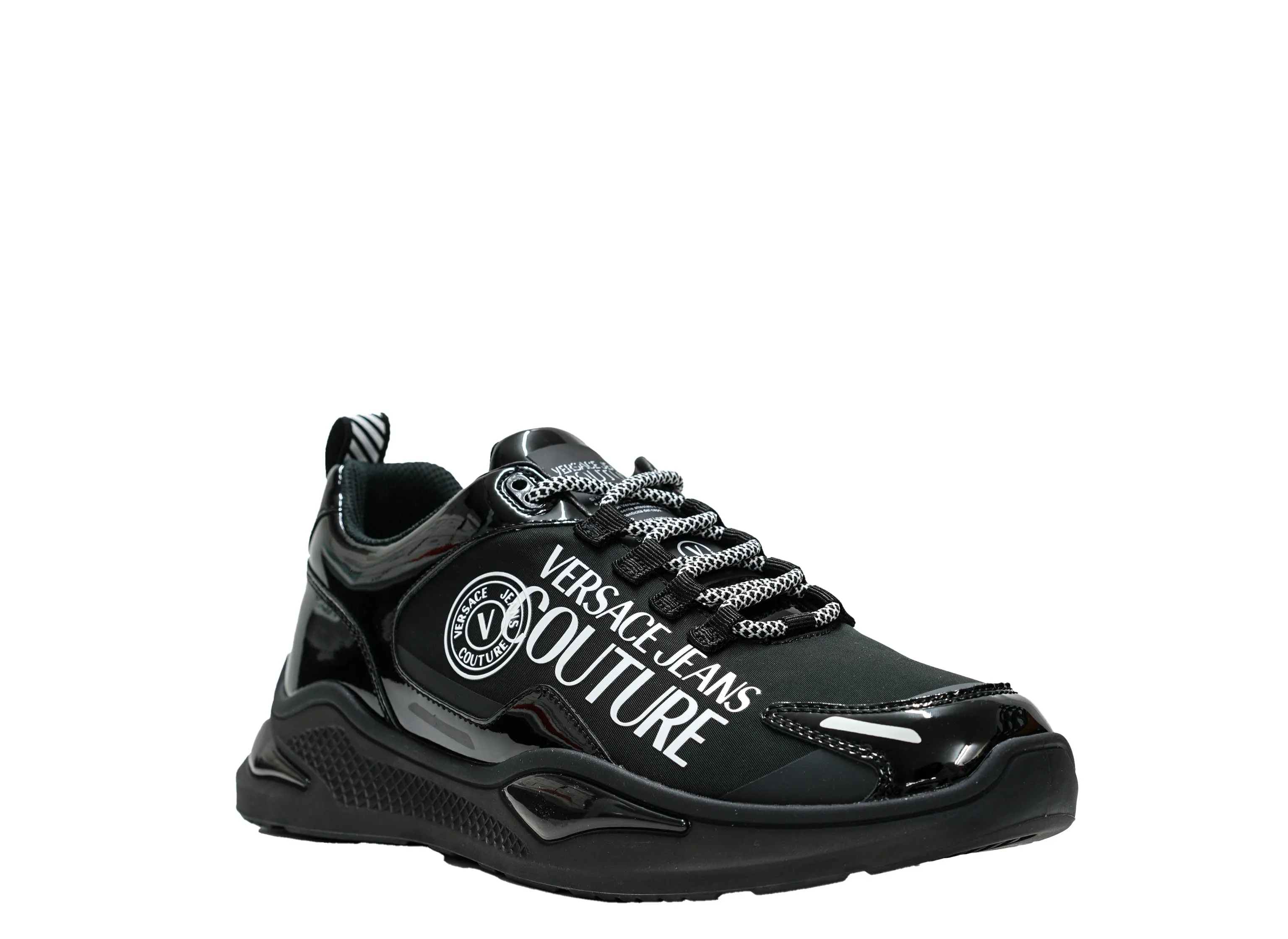 Versace Jeans Men's Black Patent Sneaker 74YA3SS1 30% OFF