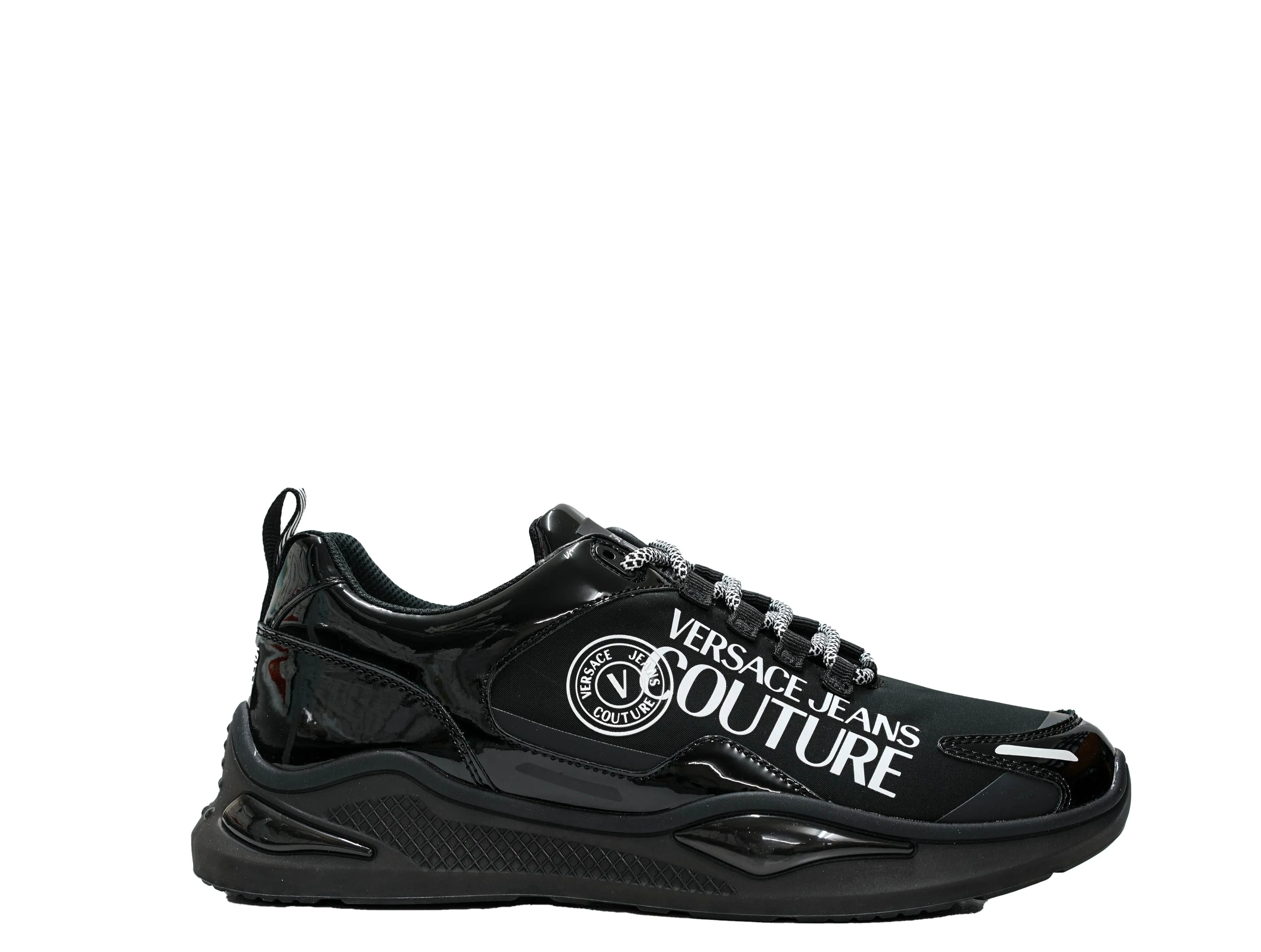 Versace Jeans Men's Black Patent Sneaker 74YA3SS1 30% OFF