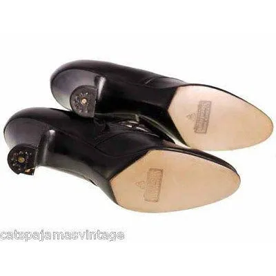 Vintage Womens Black Leather Pumps 1914 Pilgrim Buckle Sz 6 AA/B NIB Campbell
