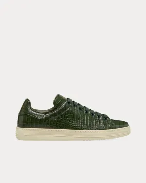 Warwick Printed Croc Rifle Green / Cream Low Top Sneakers