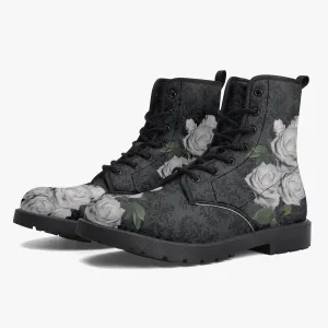 White Rose Gothic Combat Boots JPREGROSES