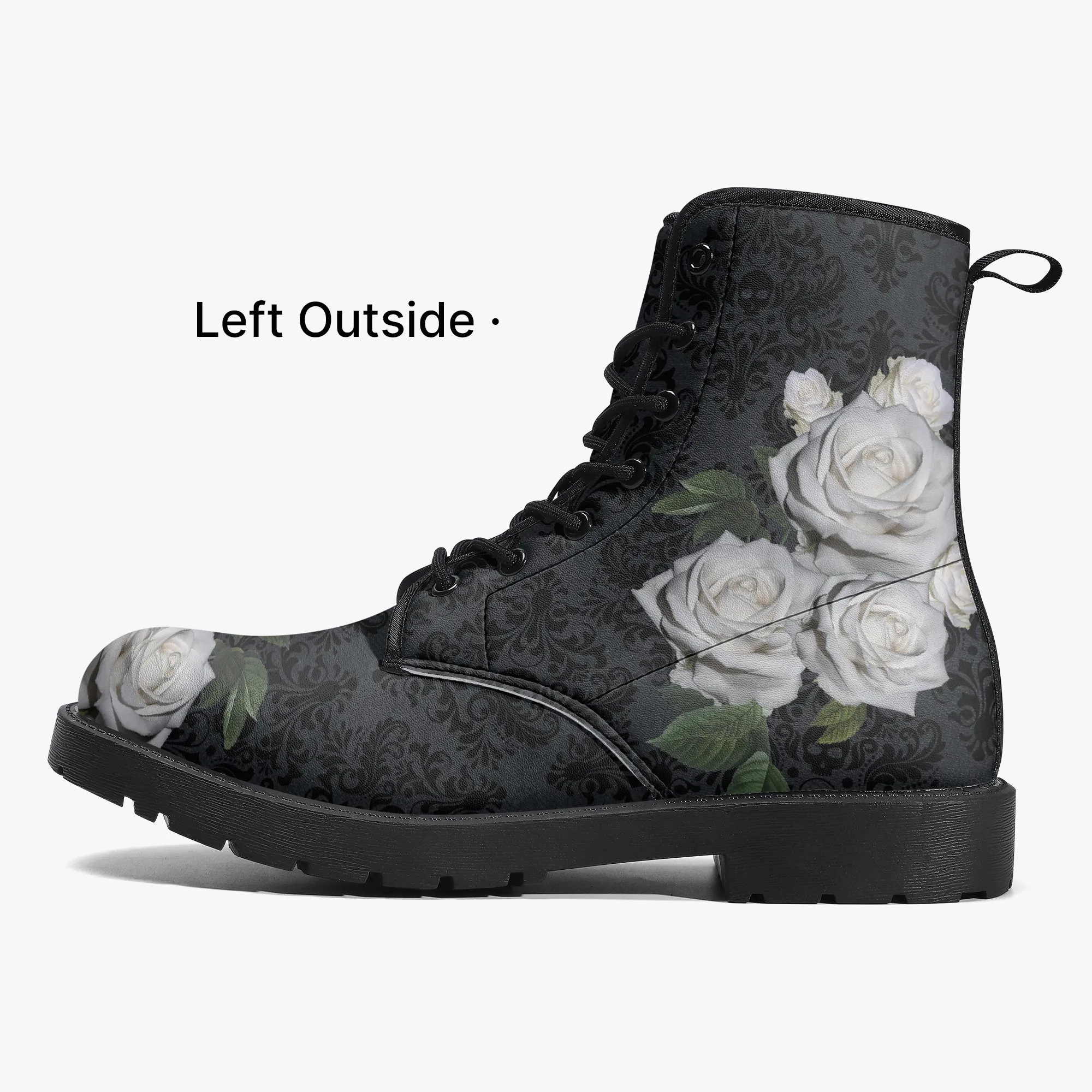 White Rose Gothic Combat Boots JPREGROSES