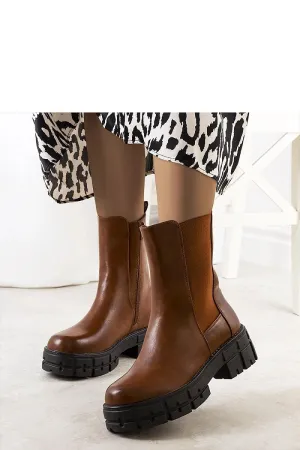 Women's brown upper high sole boots
