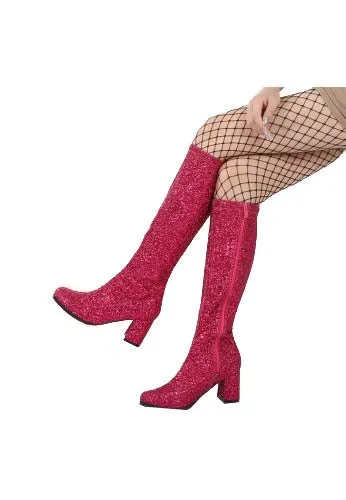 Women's Go Go 1960s & 1970s Retro Glitter Heels Boots
