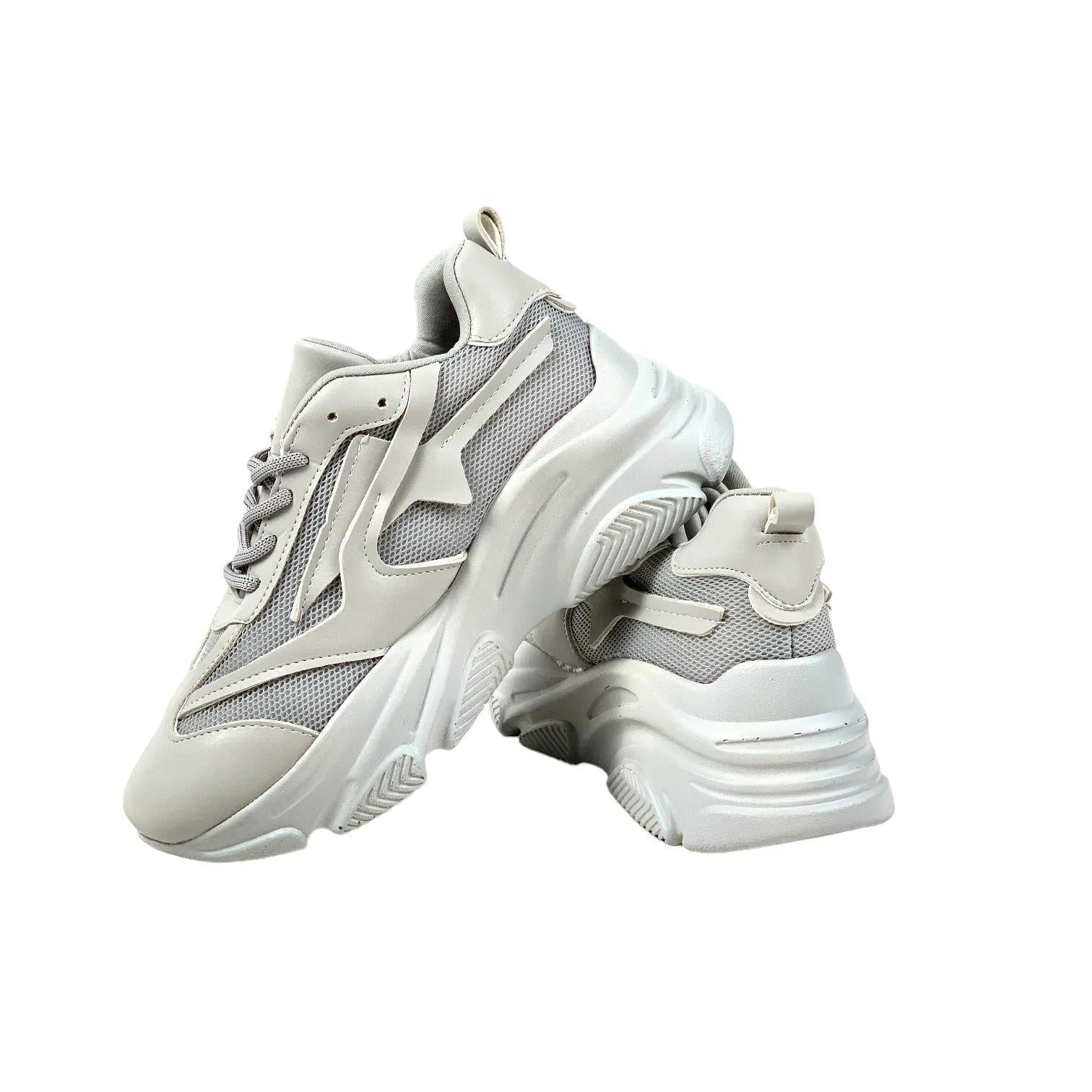 Women's gray high-soled mesh detailed sneakers daily sports shoes