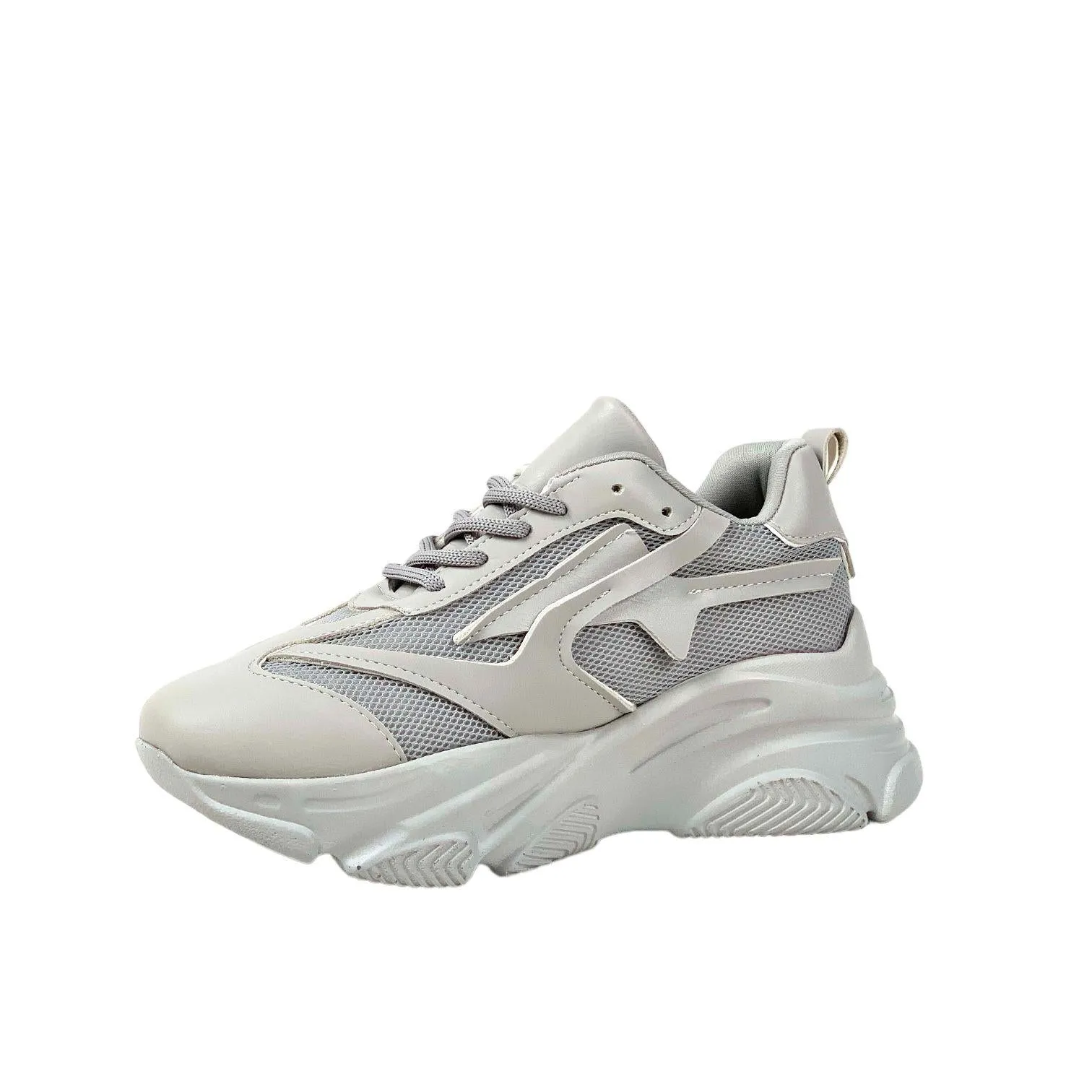 Women's gray high-soled mesh detailed sneakers daily sports shoes
