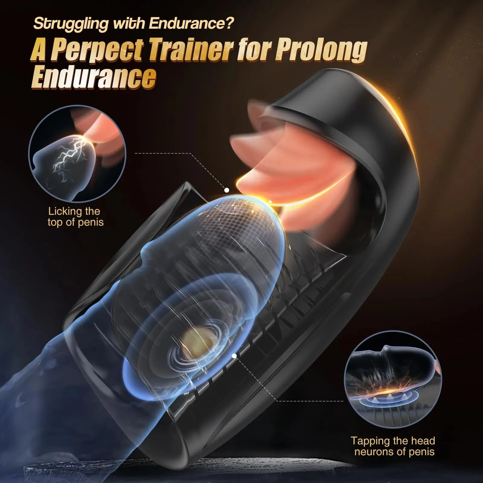 XG18 Glans Trainer 10 Licking Tapping Vibrating Penis Massager