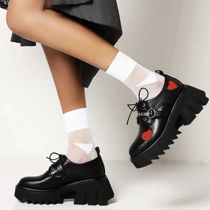 Y2K Red Heart Lolita Mary Janes Shoes